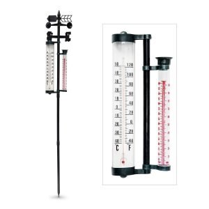 Estación meteorológica de jardín 145 cm + 4 funciones, con termómetros
